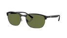 Black Ray-Ban RB4469 sunglasses with green polarized lenses on a white background