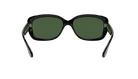 Black Ray-Ban sunglasses with green lenses on a white background