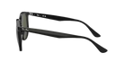 Black Ray-Ban sunglasses with green lenses on a white background