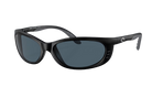Black sunglasses with dark lenses on a white background