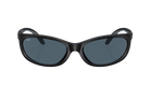 Black sunglasses with dark lenses on a white background