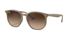 Beige Ray-Ban sunglasses with gradient lenses on a white background