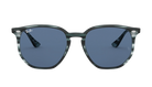 Ray-Ban Sunglasses with a black and blue tortoise frame and blue lenses on a white background