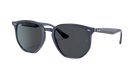 Polished Blue Ray-Ban sunglasses with a white background