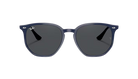 Polished Blue Ray-Ban sunglasses with a white background