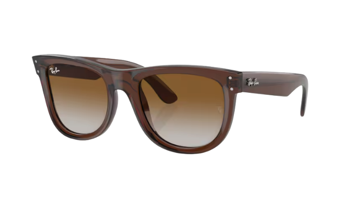 Brown sunglasses with gradient lenses on a white background