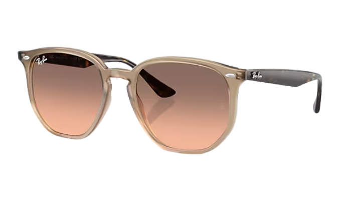 Turtledove framed Ray-Ban sunglasses with pink lenses on a white background