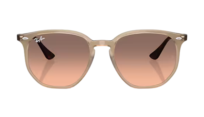 Turtledove framed Ray-Ban sunglasses with pink lenses on a white background