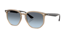 Turtledove framed Ray-Ban sunglasses with blue lenses on a white background