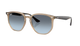 Turtledove framed Ray-Ban sunglasses with blue lenses on a white background