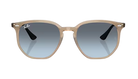 Turtledove framed Ray-Ban sunglasses with blue lenses on a white background