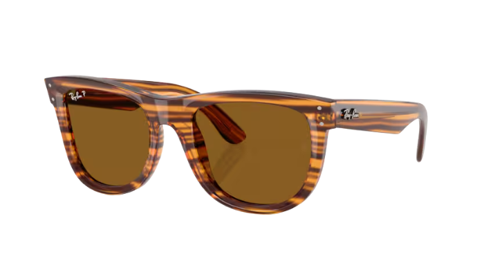 RAY-BAN Sunglasses with tortoiseshell frame and brown lenses on a white background