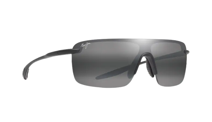 Sunglasses with a reflective lens on a white background