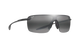 Sunglasses with a reflective lens on a white background