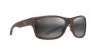 Brown sunglasses with a reflective lens on a white background Maui Jim