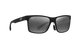 Black sunglasses with a reflective lens on a white background