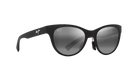 Black sunglasses with a brand logo on a white background