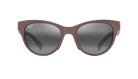Sunglasses with brown frame and dark lenses on a white background