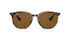 Ray-Ban Sunglasses with tortoiseshell frame and polarized brown lenses on a white background