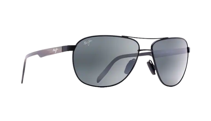 Maui Jim Castles Sunglasses with a metallic frame and reflective lenses on a white background
