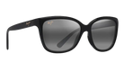 Black Maui Jim sunglasses with a reflective polarized lens on a white background
