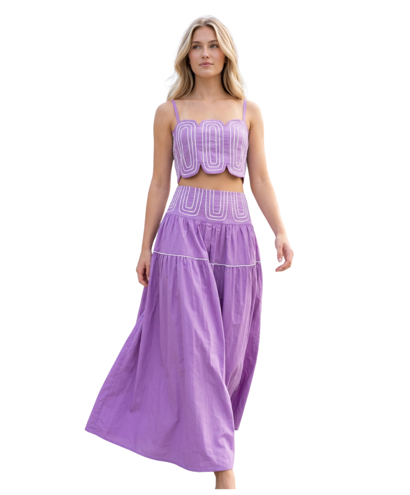 Amanda Lace Trimmed Skirt Set