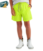 Person wearing bright yellow shorts and white boots on a white background with 'Youth' logo.