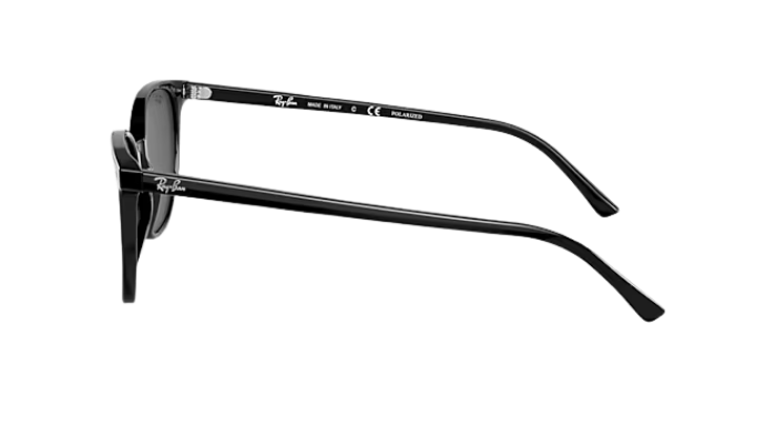 Black Ray-Ban sunglasses with a white background