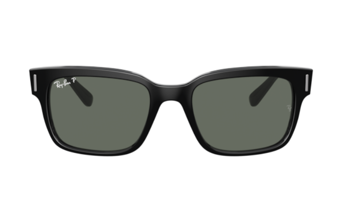 Black Ray-Ban sunglasses with Ray-Ban logo on a white background