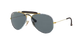 Aviator Ray-Ban sunglasses with denim gold frame and dark lenses on a white background