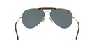 Aviator Ray-Ban sunglasses with denim gold frame and dark lenses on a white background