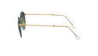 Sunglasses with gold frame and green lenses on a white background