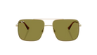 Gold-framed sunglasses with brown lenses on a white background