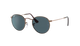 Ray-Ban Round sunglasses with gold frame and dark lenses on a white background