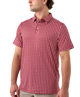 Man wearing red and white polo with Alabama state outline print. Perfect for Game Day.