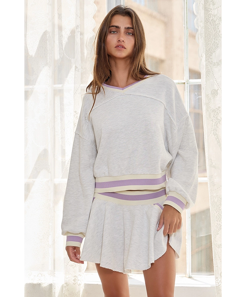 Anna Stripe Banded Crop Sweatshirt