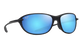 Black Maui Jim polarized sunglasses with blue reflective lenses on a white background