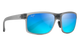 Maui Jim Sunglasses with blue polarized reflective lenses and gray frame on a white background
