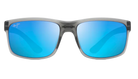 Maui Jim Sunglasses with blue polarized reflective lenses and gray frame on a white background