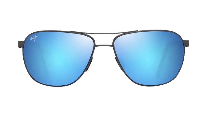Maui Jim Aviator Castles Sunglasses with blue reflective lenses on a white background