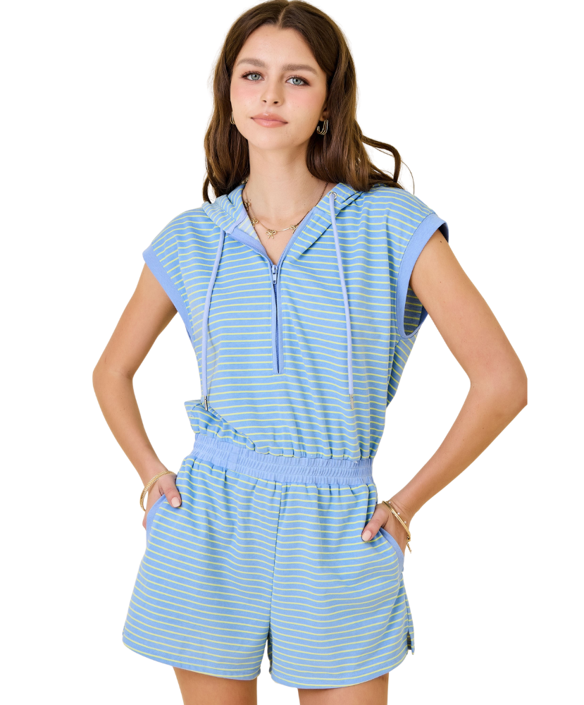 Vivi Striped Half-Zip Sweatshirt Romper