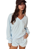 V-neck Long Sleeve Top and Skort Set