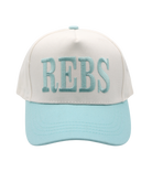 Cap with 'REBS' text on a white background
