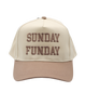 Beige and brown cap with 'SUNDAY FUNDAY' text on a white background
