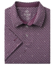A folded short-sleeve dress shirt by Brooks Brothers, featuring a textured geometric pattern in purple and white.