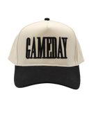 Beige and black cap with 'GAMEDAY' text on a white background