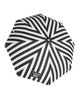 Black and white striped umbrella with 'LULU MAC' branding on a white background