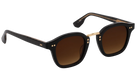 Krewe Sunglasses with black frame and brown lenses on a white background