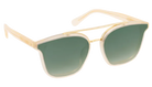 Gold-framed Krewe sunglasses with green gradient lenses on a white background