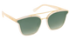 Gold-framed Krewe sunglasses with green gradient lenses on a white background